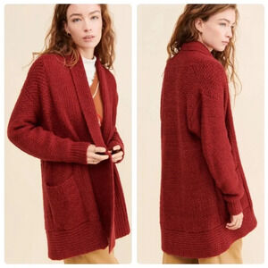 Anthropologie Pilcro Eyelash Cardigan Size Small Wine Red NWT New